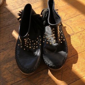 ZARA fringed low leather boots